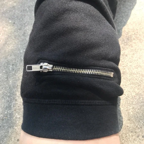 Upcycled Leg Warmers Black Thigh Highs Studded Knee Socks Sweatshirt Zipper Y2k - Picture 7 of 14